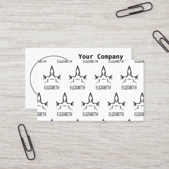 Arg Hammerhead Shark Line Art Visitkort (Fram/Back In Situ)