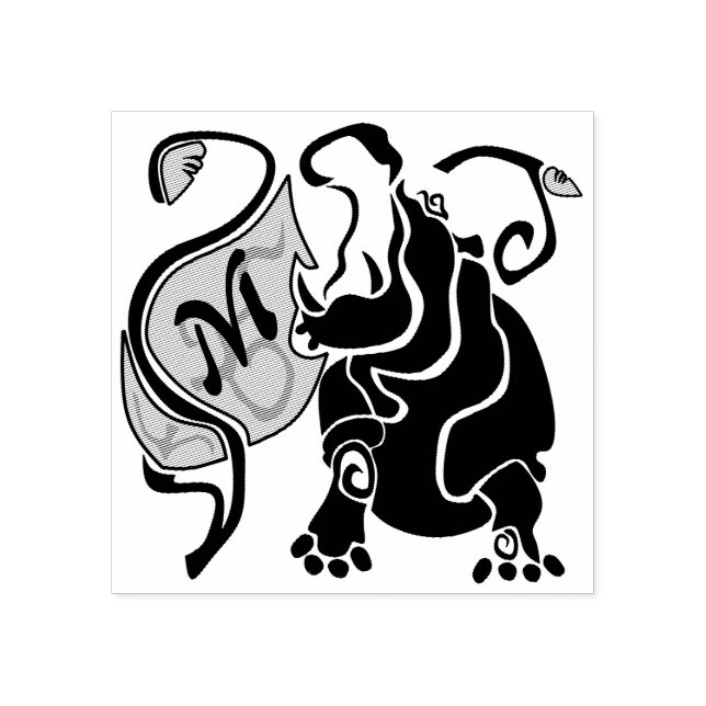 Arg Hippo Monogram Stämpel (Tryck)