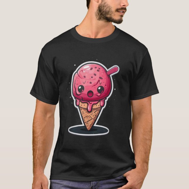Arg Ice Cream Cone med Knive Grimly Glass so T Shirt (Framsida)