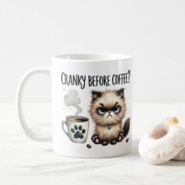 Arg innan kaffe, grinig katt kaffemugg