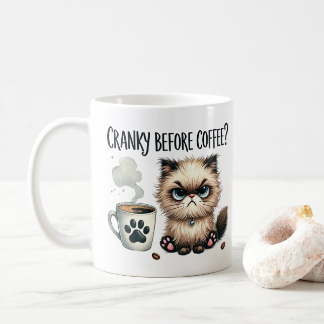 Arg innan kaffe, grinig katt kaffemugg (Med munk)