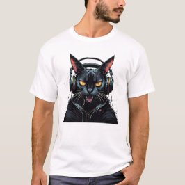 arg katt med hörlurar, gullig arg katt t shirt