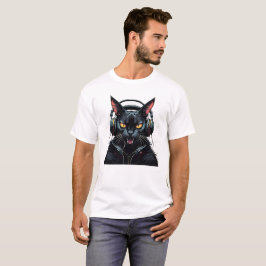 arg katt med hörlurar, gullig arg katt t shirt