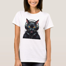 arg katt med hörlurar, gullig arg katt t shirt