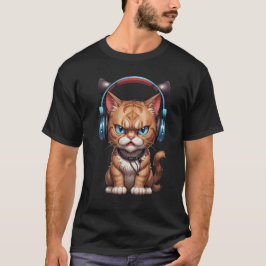 arg katt med hörlurar, gullig arg katt t shirt