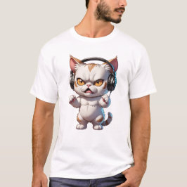 arg katt med hörlurar, gullig arg katt t shirt