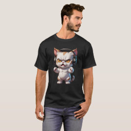 arg katt med hörlurar, gullig arg katt t shirt