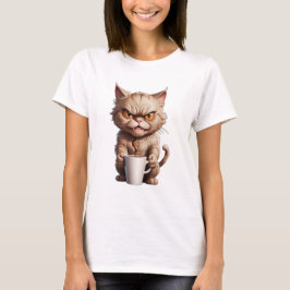 Arg katt med mugg, gullig arg katt t shirt