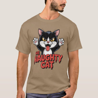 Arg Katt Tecknad Naughty Cat Graphic T Shirt