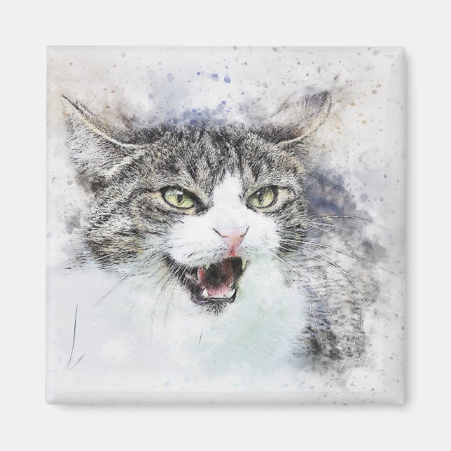 Arg Kattunge | ABSTRAKT | Vattenfärg Magnet (Framsidan)