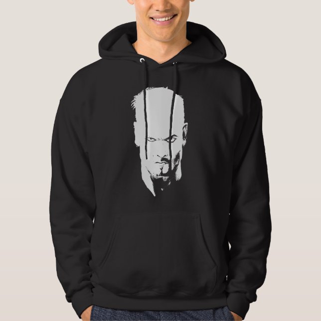 Arg Man Staring Black and White Hoodie (Framsida)