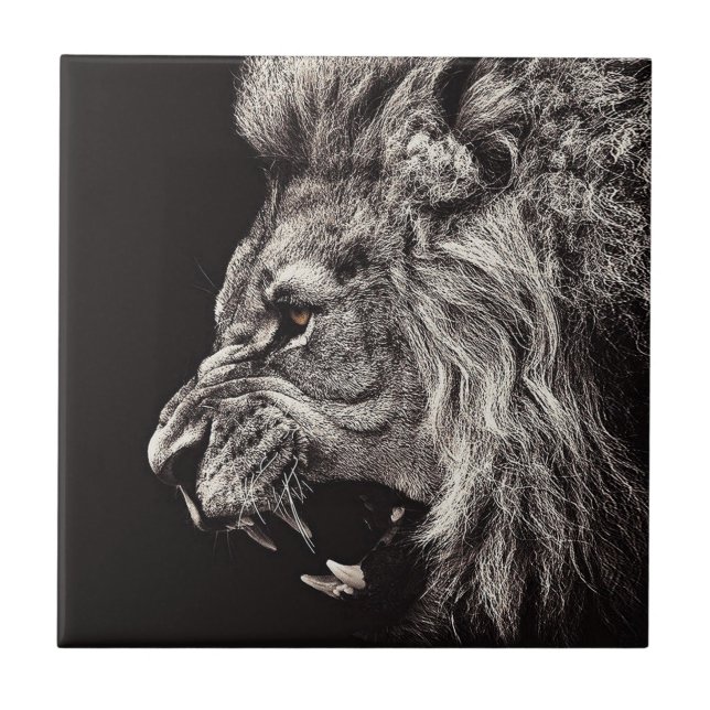 Arg Manlig Lejon Kakelplatta (Framsidan)