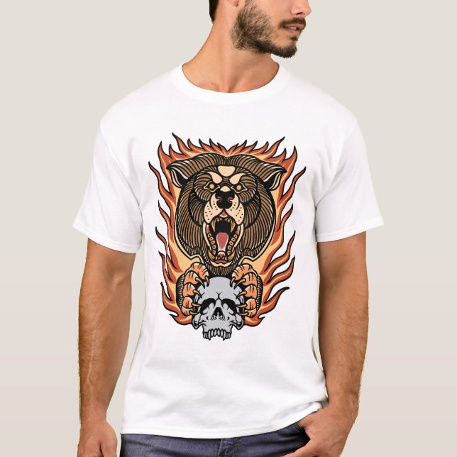 Arg med skalltatuering som illustration t shirt (Framsida)