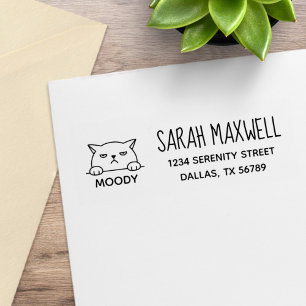 Arg Moody Cat Pet Namn Adress Stämpel