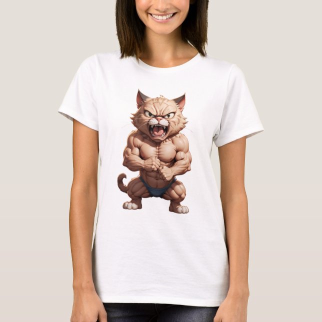 Arg muskelkatt söt, rolig arg katt t shirt (Framsida)