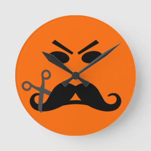 Arg Mustache-väggklocka Rund Klocka