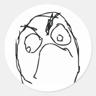 Arg Olycklig Meme Ansikte Runt Klistermärke