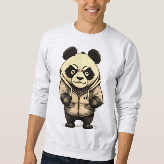 Arg Panda Cute Animal Design Lång Ärmad Tröja (Framsida)