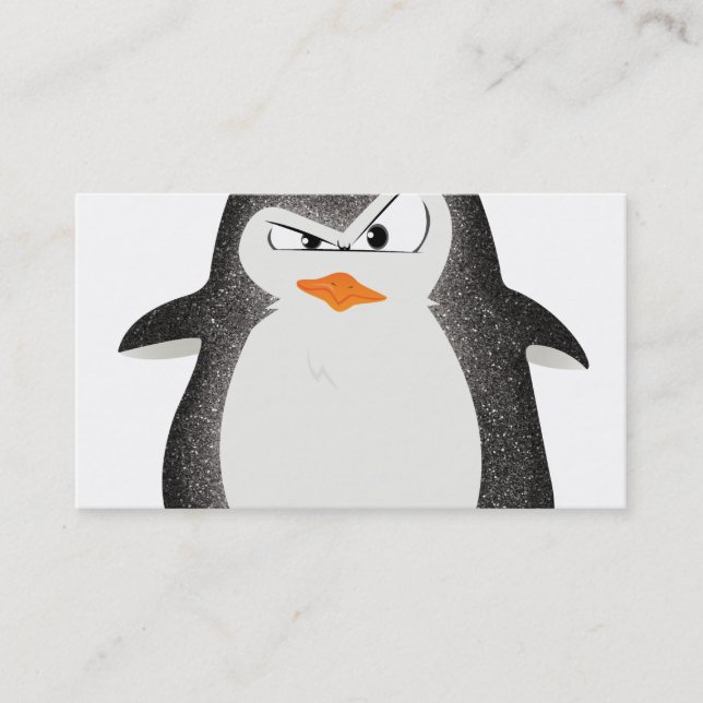 Arg Penguin Glitter Photo Print Visitkort (Framsida)