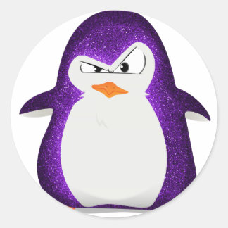 Arg Penguin Lila Glitter Photo Print Runt Klistermärke