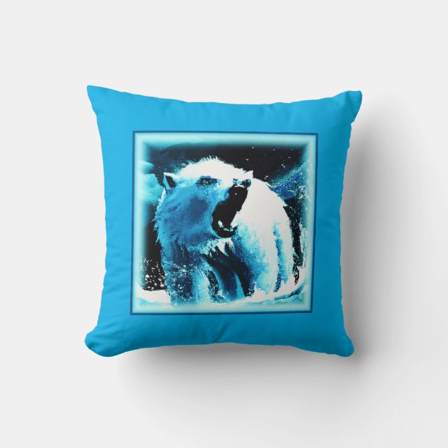 "Arg Polar Bear" Cute Painting. Köp nu Kudde (Framsida)