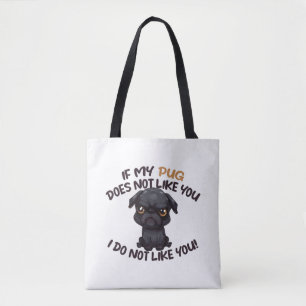Arg Pug (svart) - Unik design Tygkasse