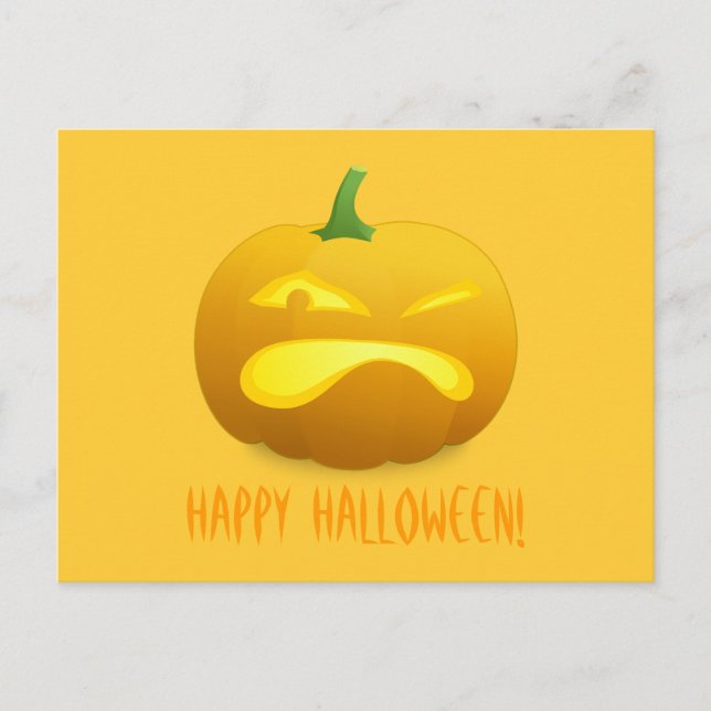Arg Pumpkin Gult Background Postcard Vykort (Framsida)