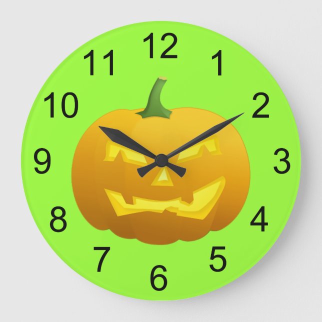 Arg Pumpkin Halloween Wall Clock Stor Klocka (Framsida)