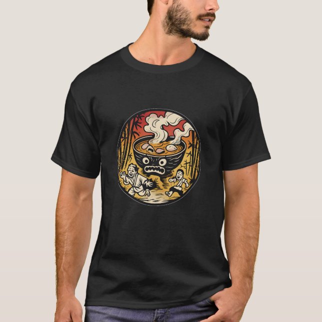 Arg Ramen Bowl Japansk Yokai Art T Shirt (Framsida)