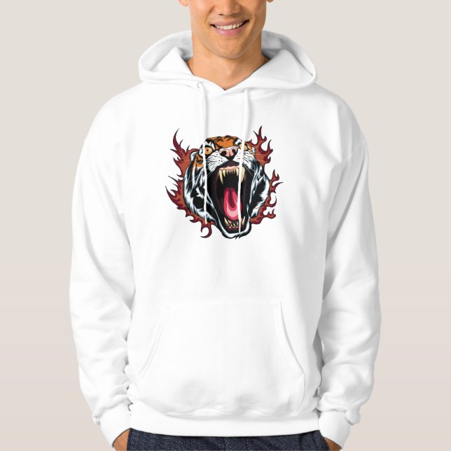 Arg Roaring Tiger Ansikte Hoodie (Framsida)