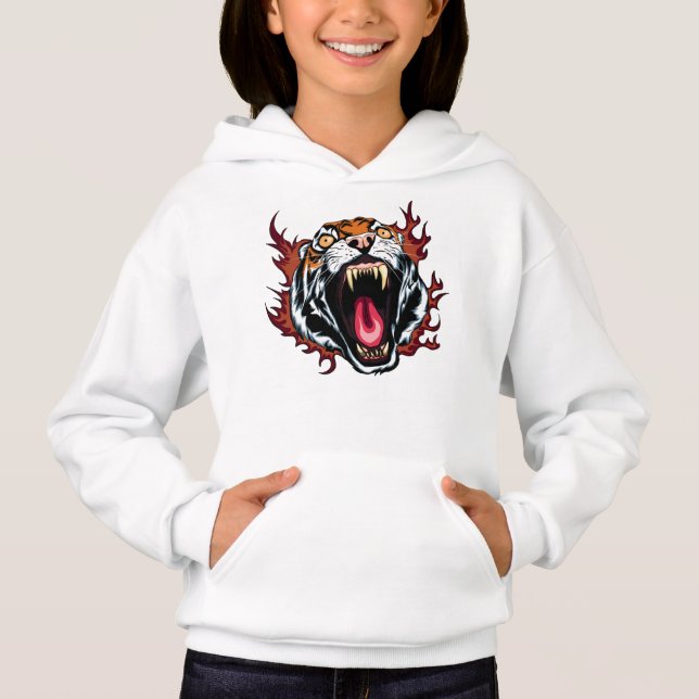 Arg Roaring Tiger Ansikte Hoodie T Shirt (Framsida)