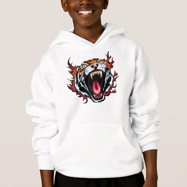 Arg Roaring Tiger Ansikte Hoodie T Shirt (Framsida)