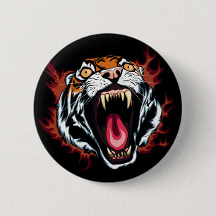 Arg Roaring Tiger Ansikte Knapp