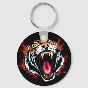 Arg Roaring Tiger Ansikte Nyckelring