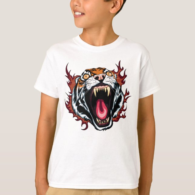 Arg Roaring Tiger Ansikte T Shirt (Framsida)