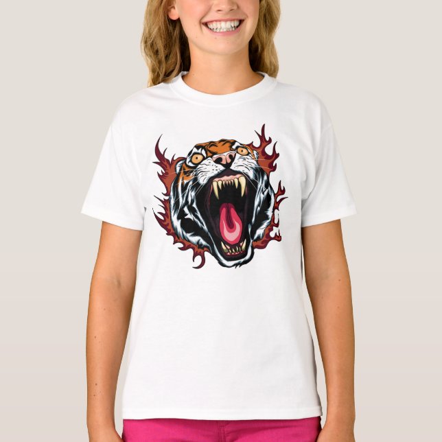 Arg Roaring Tiger Ansikte T Shirt (Framsida)