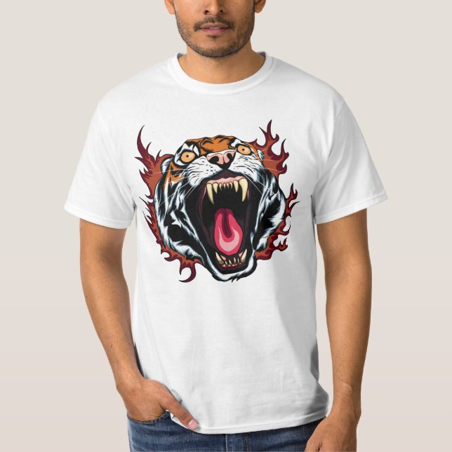 Arg Roaring Tiger Ansikte T-Shirt (Framsida)