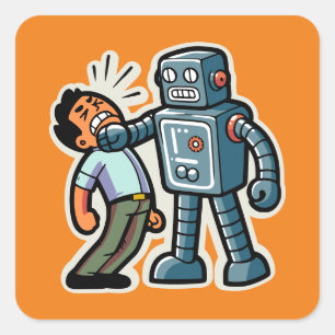 Arg Robot Fyrkantigt Klistermärke