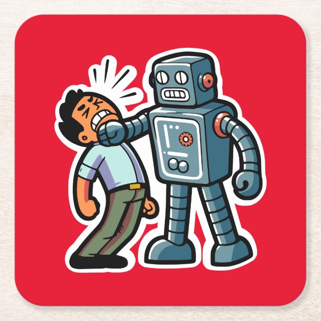 Arg Robot Underlägg Papper Kvadrat (Framsidan)