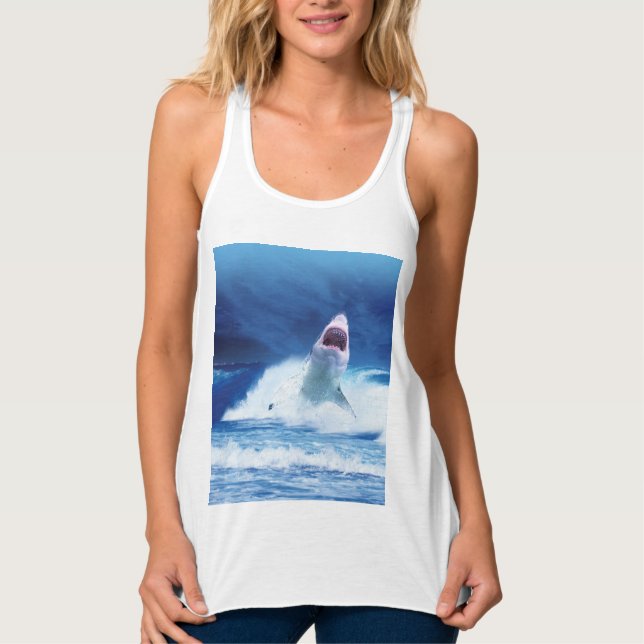 Arg SHARK T-Shirts Linne Med Racerback (Framsida)