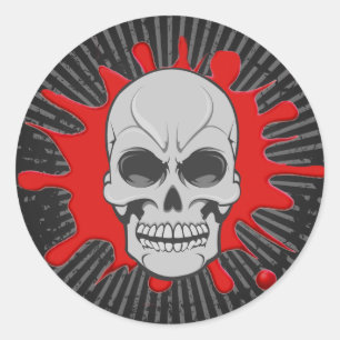 Arg Skull och blodplättar: Anpassningsbar Sticker Runt Klistermärke