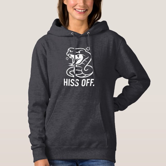 Arg Snake "HISS OFF" Funny White Typography-Huva T Shirt (Framsida)