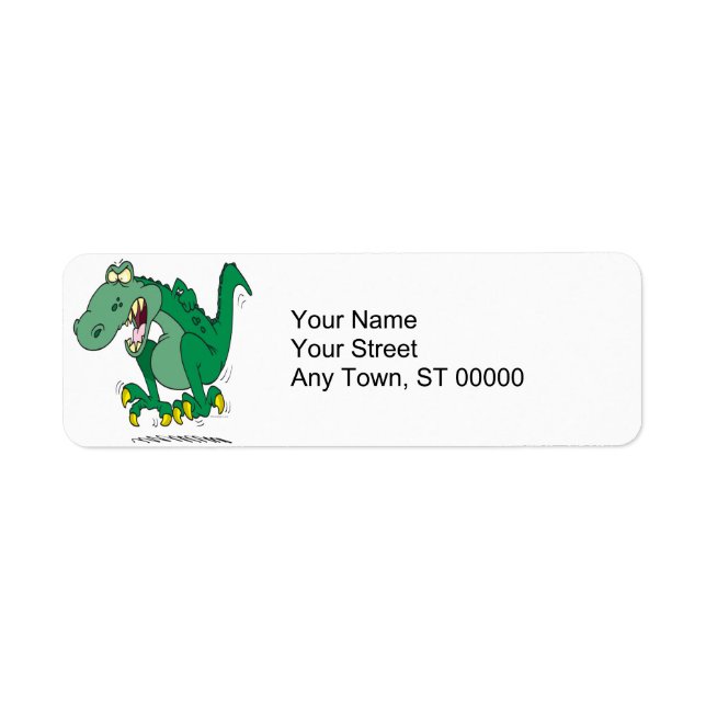 arg t-rex dino tantrum returadress etikett (Framsidan)