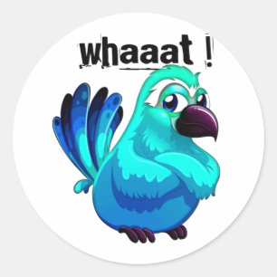 Arg Tecknad Blue Bird Runt Klistermärke