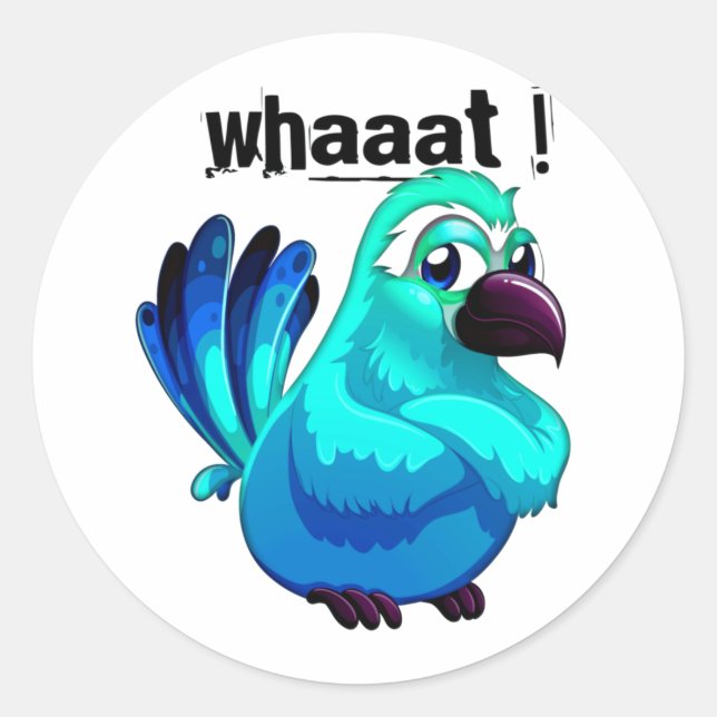 Arg Tecknad Blue Bird Runt Klistermärke (Framsida)