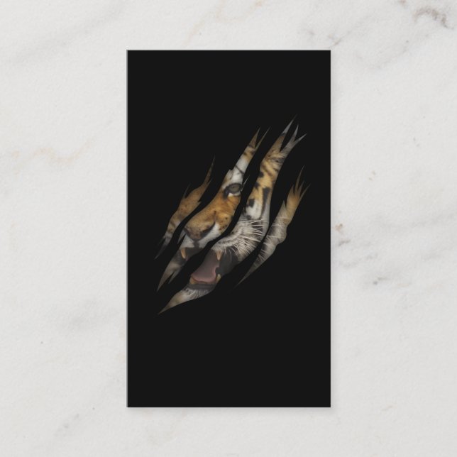 Arg Tiger Ansikte Torn Klo Vild Safari Animal Cat Visitkort (Framsida)