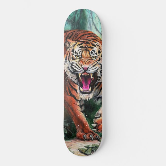 Arg Tiger i Jungle Mini Skateboard Bräda 18,5 Cm (Framsida)
