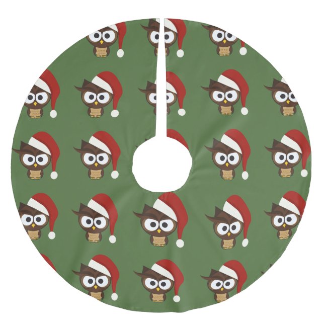 Arg Uggla med jultomten Hat Julgransmatta Borstad Polyester (Framsidan)