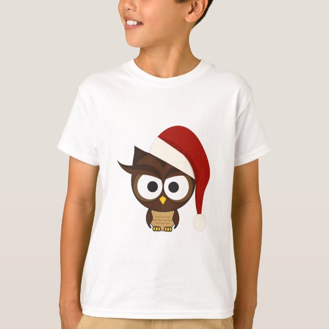Arg Uggla med jultomten Hat Tee Shirt (Framsida)