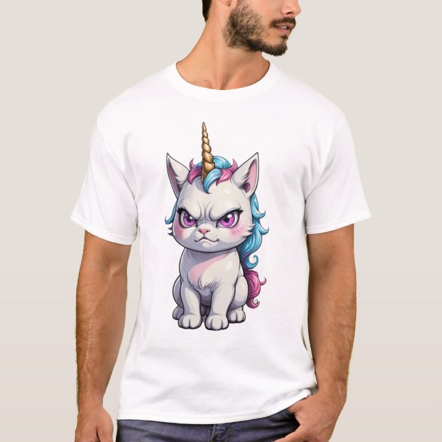 Arg Unicorn cat gullig arg cat T Shirt (Framsida)